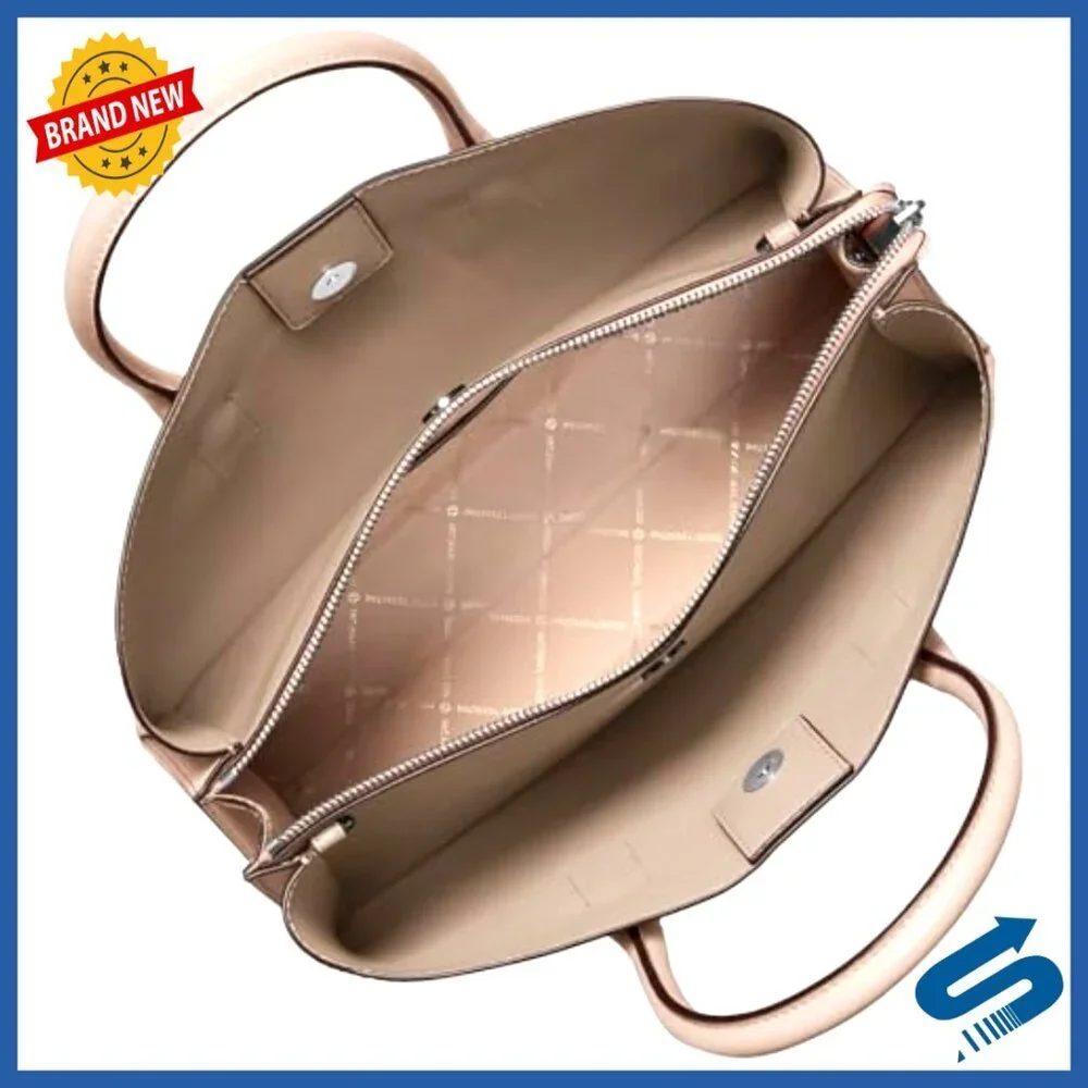 Large Saffiano Leather Satchel with Crossbody Strap, Structured Design